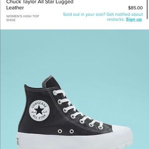 Chunky leather black lugged boot converse